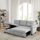 [Video] MH 82" Sleeper Sofa Bed Reversible Sectional Couch with Storage Chaise and Side storage bag for Living Room Furniture Set, silver rivets on both hands - Atlantic Fine Furniture Inc