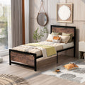 Metal And Wood Bed Frame With Headboard And Footboard
