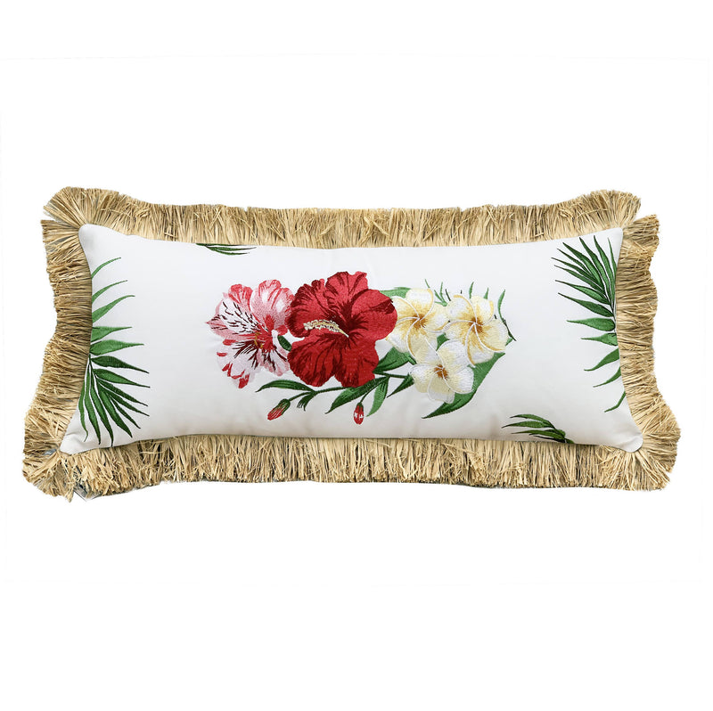 Tiki Florals with Fringe Indoor/Outdoor Lumbar Pillow