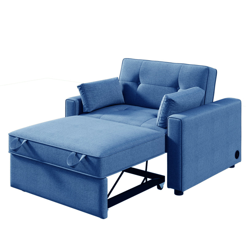 Orisfur. 48" Convertible Sleeper Sofa Bed, Multi-Functional Adjustable Single Bed Chair  with USB Port and 2 Pillows for Small Space - Atlantic Fine Furniture Inc