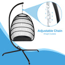 Swing Egg Chair with Stand Indoor Outdoor Wicker Rattan Patio Basket Hanging Chair with C Type bracket , with cushion and pillow,Patio Wicker folding Hanging Chair - Atlantic Fine Furniture Inc