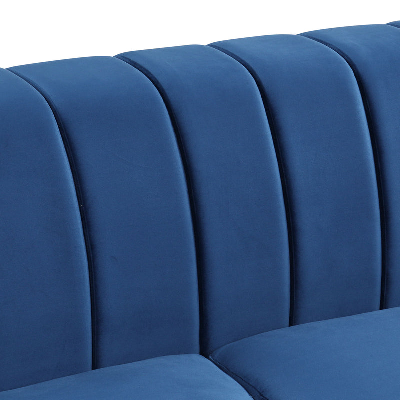 51" Modern Sofa Dutch Fluff Upholstered Sofa With Solid Wood Legs, Buttoned Tufted Backrest, Blue