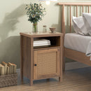 bedside cupboard,Bedside table, drawer cabinet, single door side cabinet, rattan cabinet door, yellow - Atlantic Fine Furniture Inc