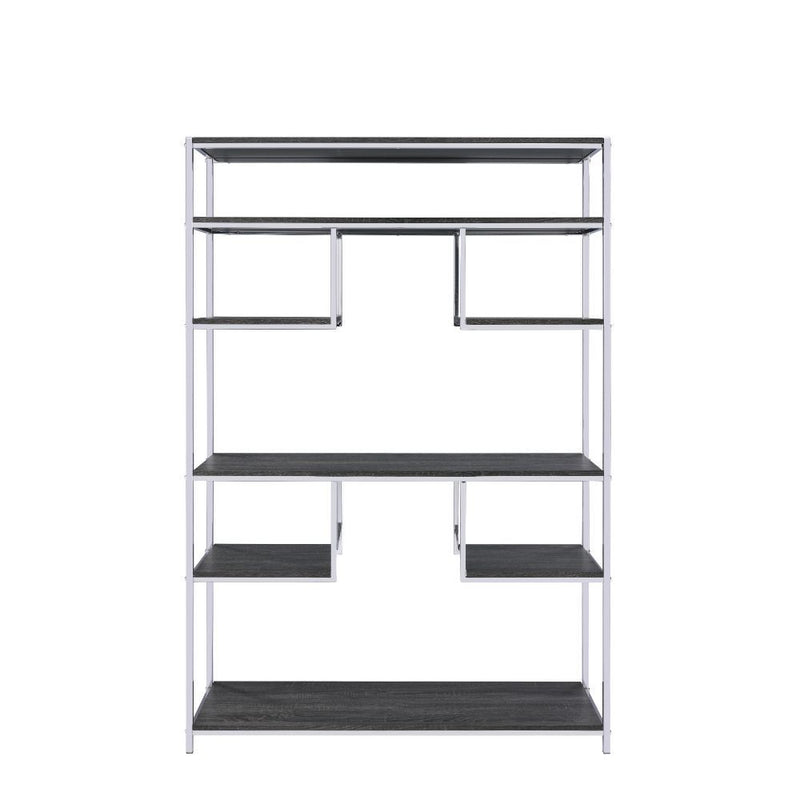 Vonara - Bookshelf - Rustic Gray Oak & Chrome