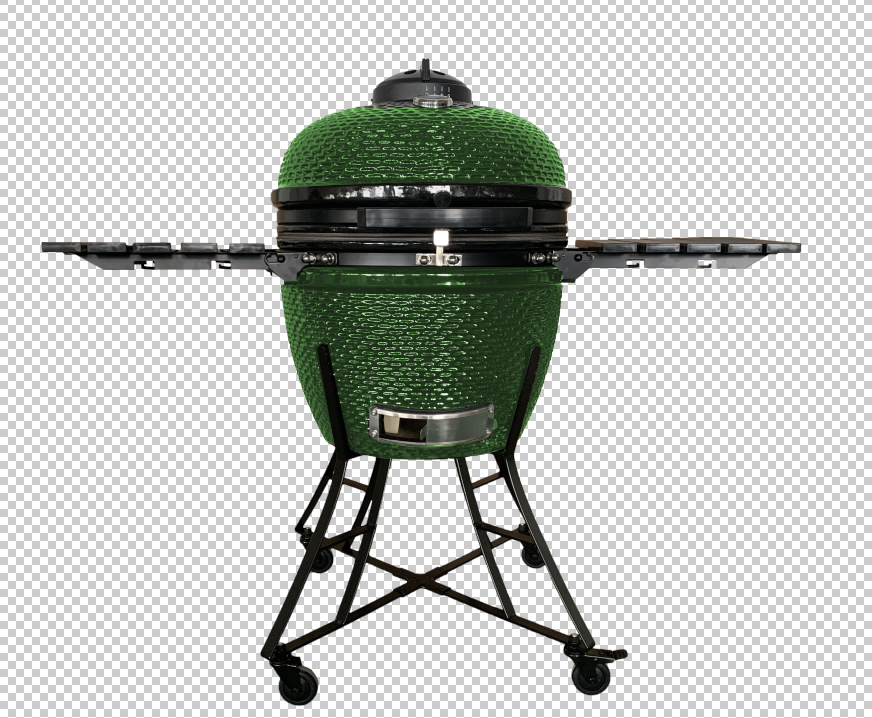 The spot/TOOPO 24inch Barbecue Charcoal Grill, Ceramic Kamado Grill with Side Table, Suitable for Camping and Picnic,GREEN - Atlantic Fine Furniture Inc