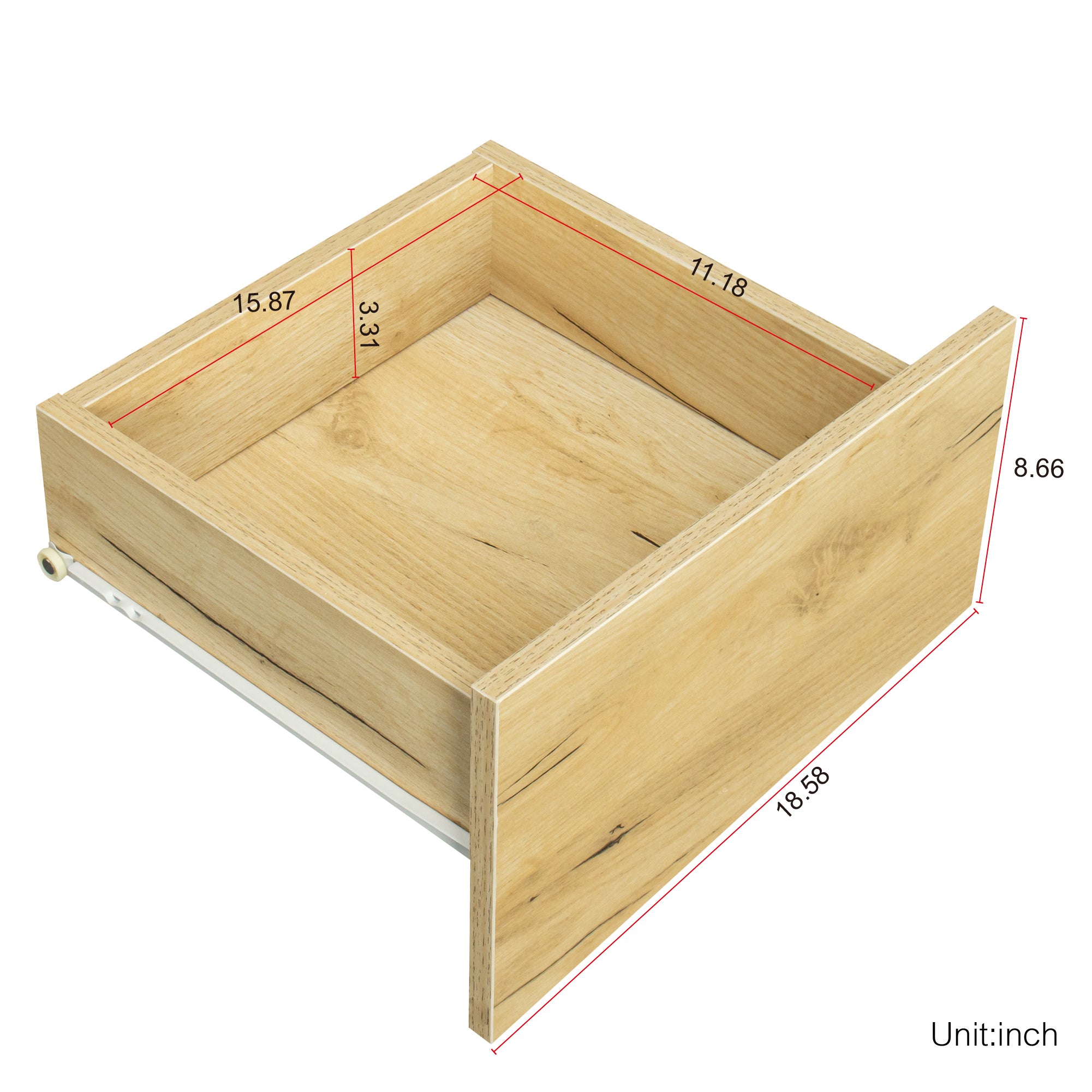 MDF UP And Down WALL-MOUNTED TV Cabinet With Three Drawers & LED Lights,OAK - Atlantic Fine Furniture Inc