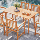 Waimea Honey 7-Piece Slatted Eucalyptus Wood Patio Dining Set with Cushion - Atlantic Fine Furniture Inc