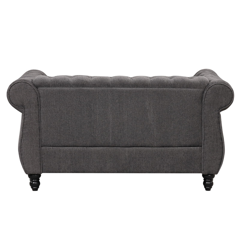 60" Modern Sofa Dutch Plush Upholstered Sofa, Solid Wood Legs, Buttoned Tufted Backrest, Gray
