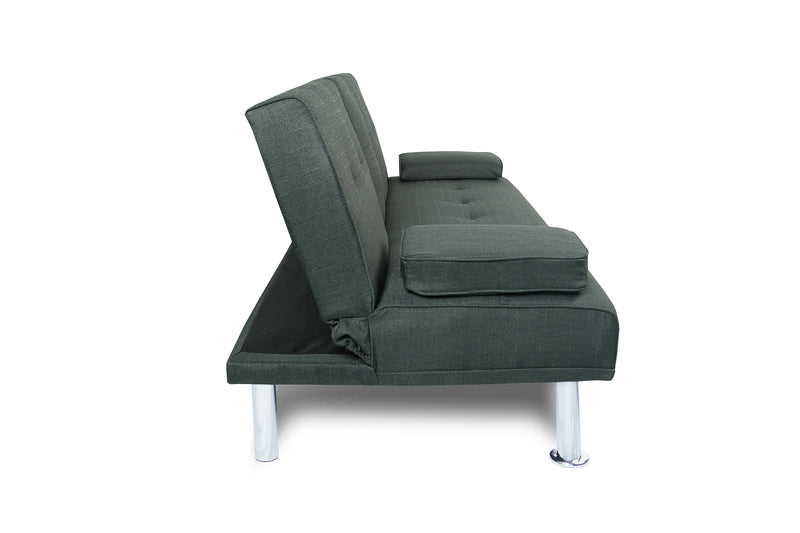 FUTON SOFA BED SLEEPER DARK GREY FABRIC（W22319409）