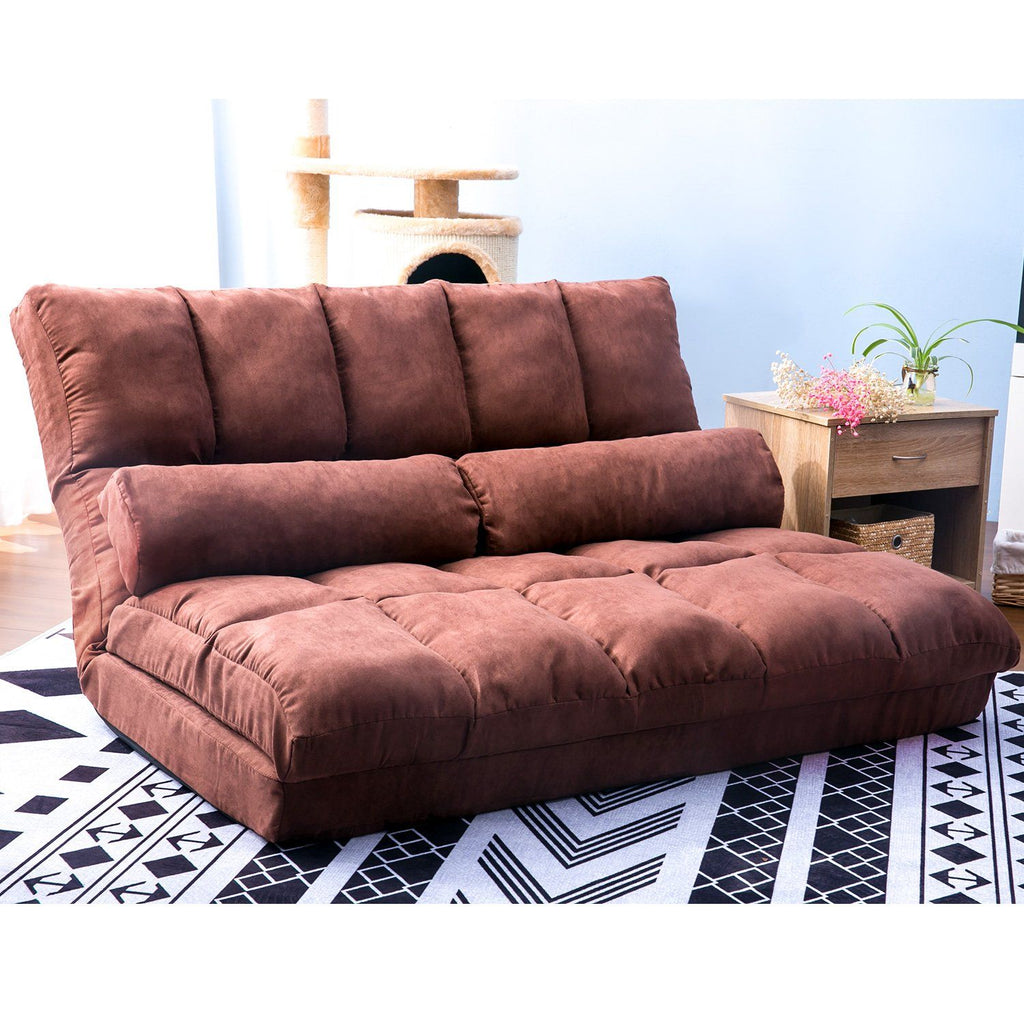 Chaise - Lounge Sofa Chair Floor Couch With Lumbar Cushion - Brown