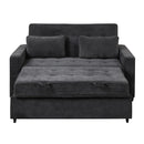 Linen Upholstered Sleeper Bed , Pull Out Sofa Bed Couch attached two throw pillows,Dual USB Charging Port and Adjustable Backrest for Living Room Space，Black - Atlantic Fine Furniture Inc