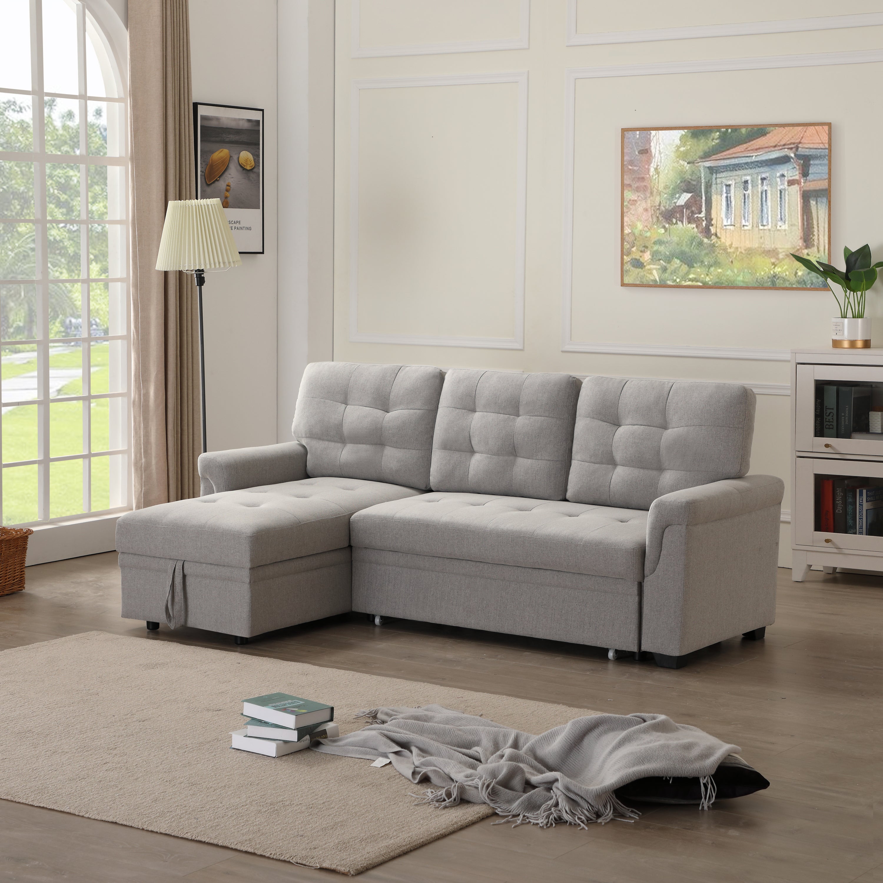 Upholstery Sleeper Sectional Sofa Gray - Atlantic Fine Furniture Inc