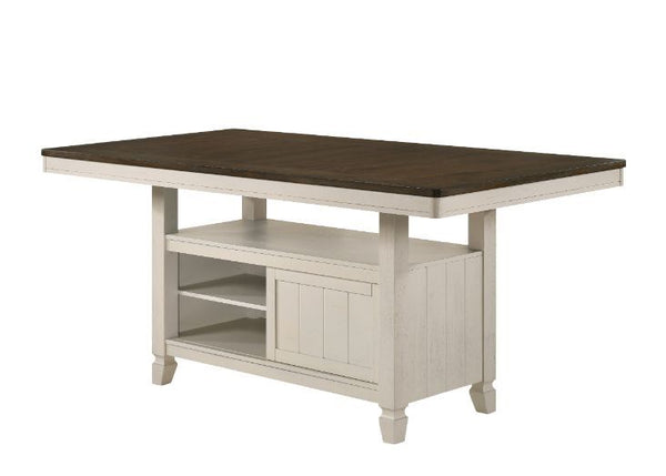 Tasnim - Counter Height Table - Oak & Antique White Finish