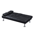 Modern Faux Leather Loveseat Sofa Bed with Cup Holders , Convertible Folding Sleeper Couch Bed . - Atlantic Fine Furniture Inc