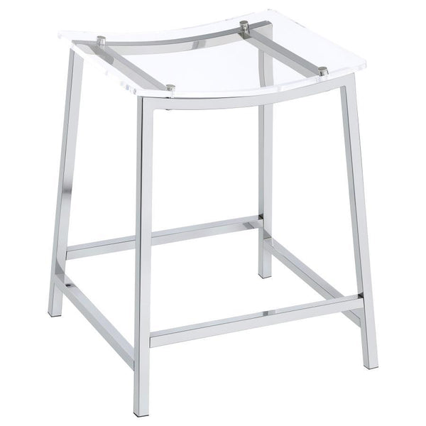 Jovani - Acrylic Backless Counter Height Bar Stools (Set of 2) - Clear And Chrome