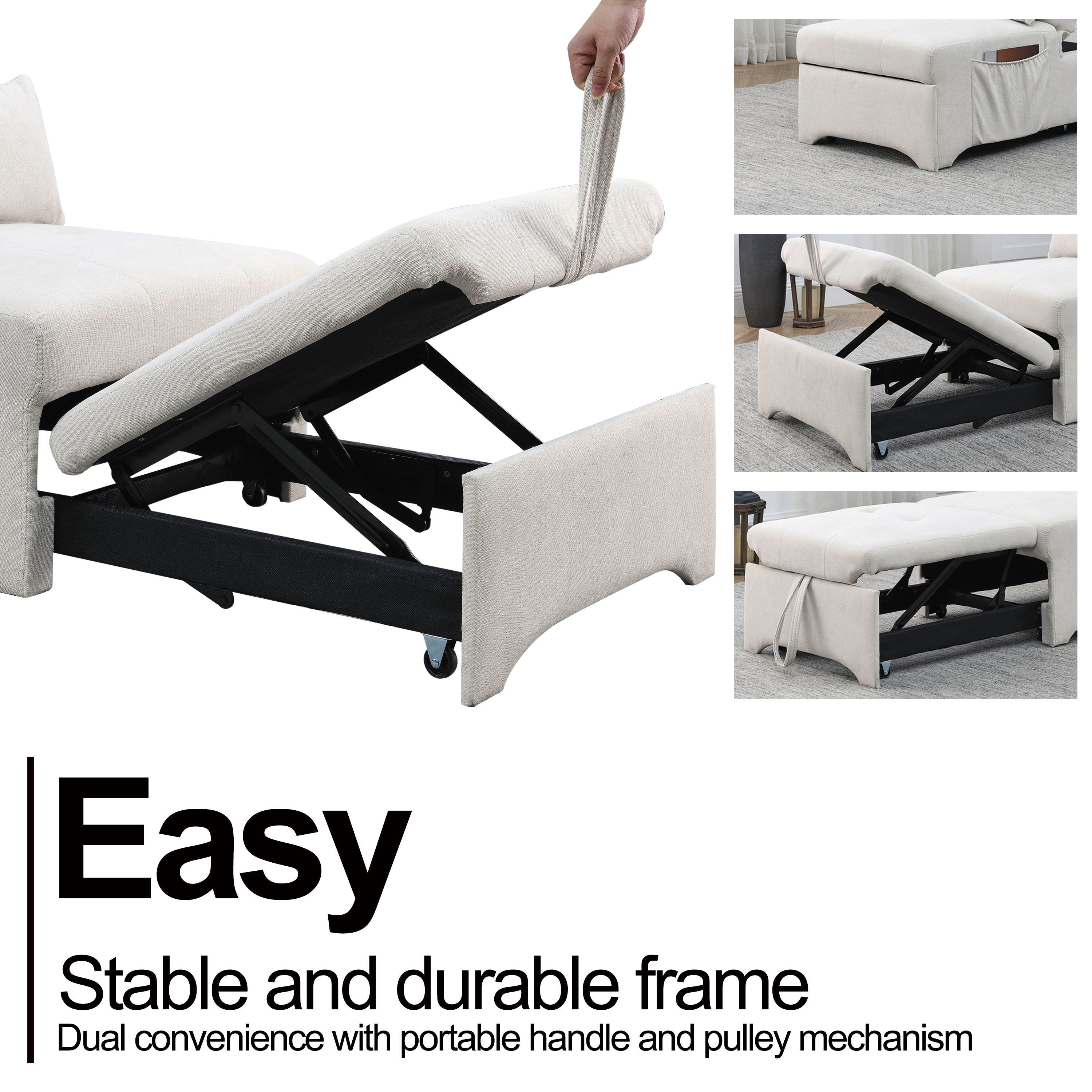 [Video] Welike 24.5"W Sleeper sofa bed, convertible chair 4 in 1 multifunctional folding sleeper sofa bed pull out sleeper sofa bed with adjustable backrest, single bed chair for small spaces - Atlantic Fine Furniture Inc