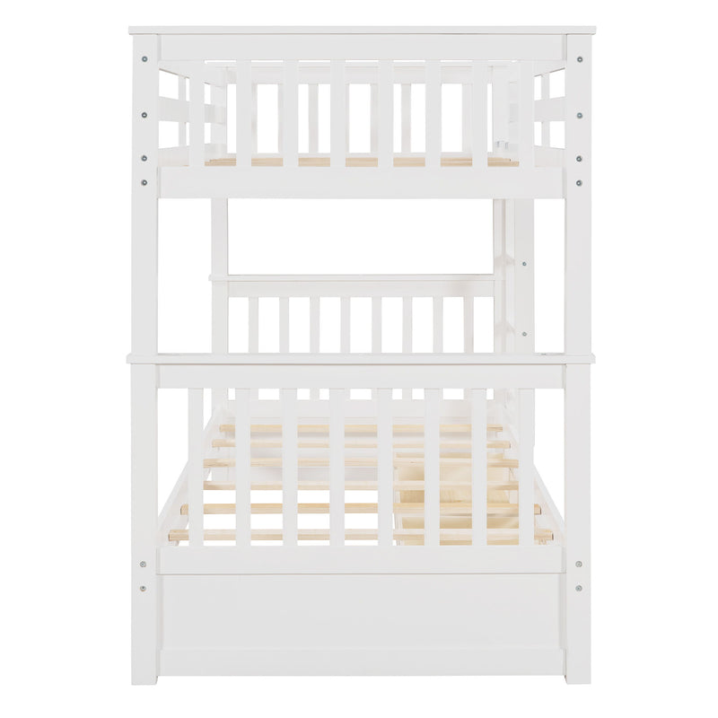 Twin-Over-Twin Bunk Bed With Ladders And Two Storage Drawers (White)