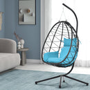 Egg Chair with Stand Indoor Outdoor Swing Chair Patio Wicker Hanging Egg Chair Hanging Basket Chair Hammock Chair with Stand for Bedroom Living Room Balcony - Atlantic Fine Furniture Inc