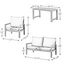 Helice Outdoor Conversation Aluminum 4 Piece Sofa Sets with Cushions - Atlantic Fine Furniture Inc