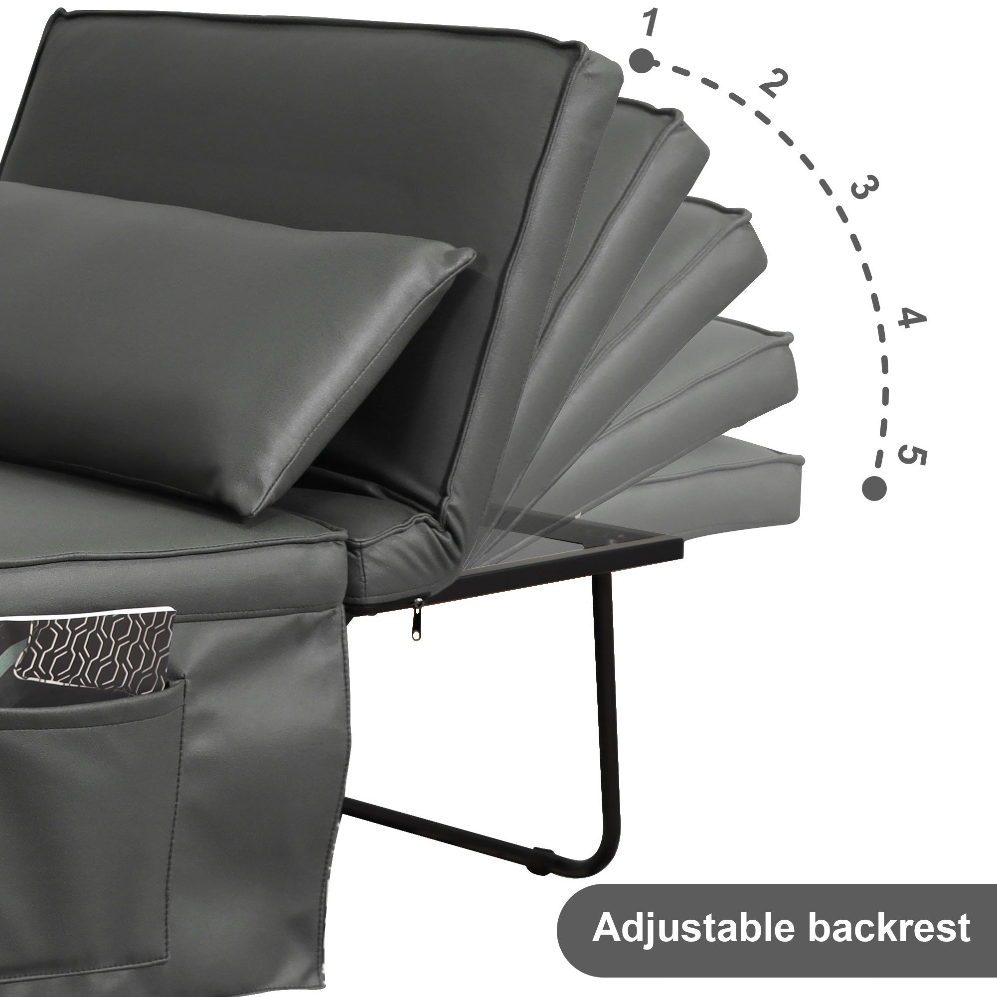 Sofa Bed 4 in 1 Ottoman Sleeper Bed Convertible Chair Bed with Adjustable Back Breathable Sleeper Guest Bed for Small Room, Grey - Atlantic Fine Furniture Inc