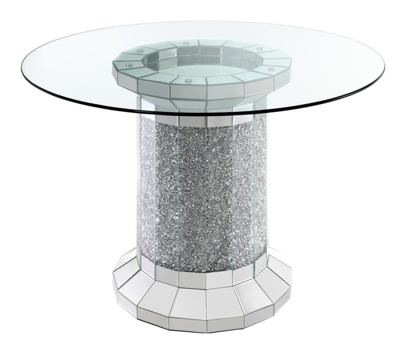 Ellie - Pedestal Round Glass Top Counter Height Table - Mirror