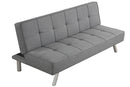 Convertible Futon Sofa Bed Linen Small Couch Fabric Folding Sleeper Sofa for Living Room Furniture Set with Chrome Legs Gray - Atlantic Fine Furniture Inc
