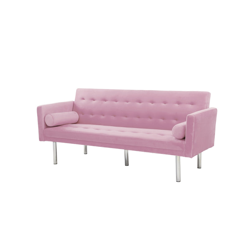 Square arm sleeper sofa Pink Velvet ***Not available for sale on Walmart***