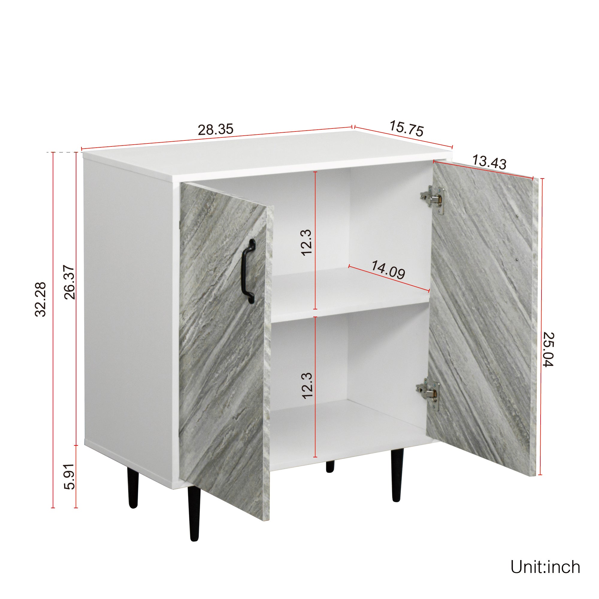 Buffet Cabinet with 2 Doors Modern, Freestanding Sideboard Storage Cabinet Entryway Floor Cabinet for Living Room Office Bedroom - Atlantic Fine Furniture Inc