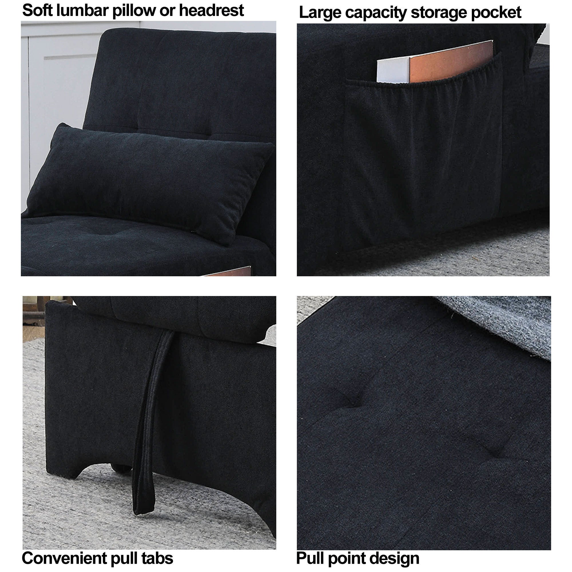 [Video] Welike 24.5"W Sleeper sofa bed, convertible chair 4 in 1 multifunctional folding sleeper sofa bed pull out sleeper sofa bed with adjustable backrest, single bed chair for small spaces - Atlantic Fine Furniture Inc