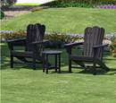 Combo for Family: 2 Plastic Adirondack Chairs & an Outdoor Side Table.  Outdoor Adirondack Chair Patio Lounge Chairs Classic Design (Black) - Atlantic Fine Furniture Inc