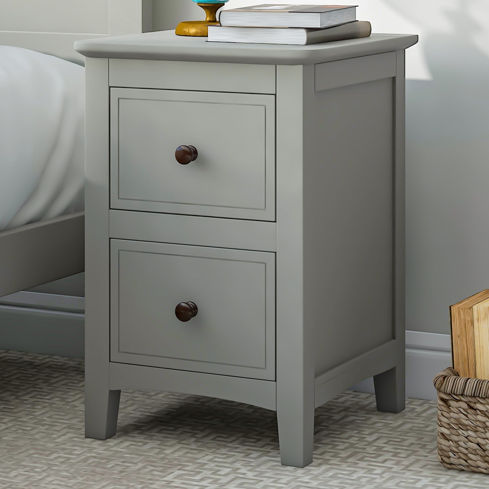 Gray Solid Wood 5 Pieces Queen Bedroom Sets(bed+nightstand*2+chest+dresser）NEW - Atlantic Fine Furniture Inc