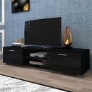 Black TV Stand for 70 Inch TV Stands, Media Console Entertainment Center Television Table, 2 Storage Cabinet with Open Shelves for Living Room Bedroom - Atlantic Fine Furniture Inc