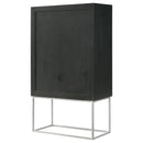 Borman - 2 Door Home Bar Cabinet Wine Storage - Walnut And Black - Atlantic Fine Furniture Inc