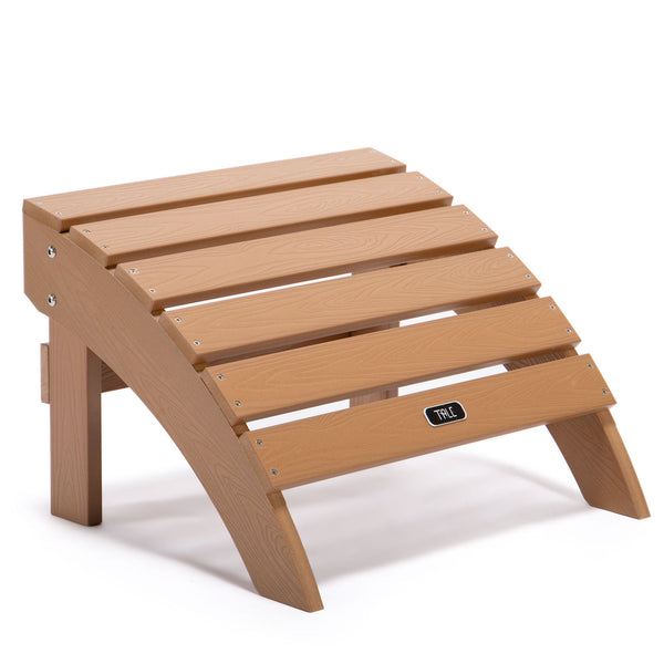 TALE Adirondack Ottoman Footstool All-Weather and Fade-Resistant Plastic Wood for Lawn Outdoor Patio Deck Garden Porch Lawn Furniture Brown - Atlantic Fine Furniture Inc