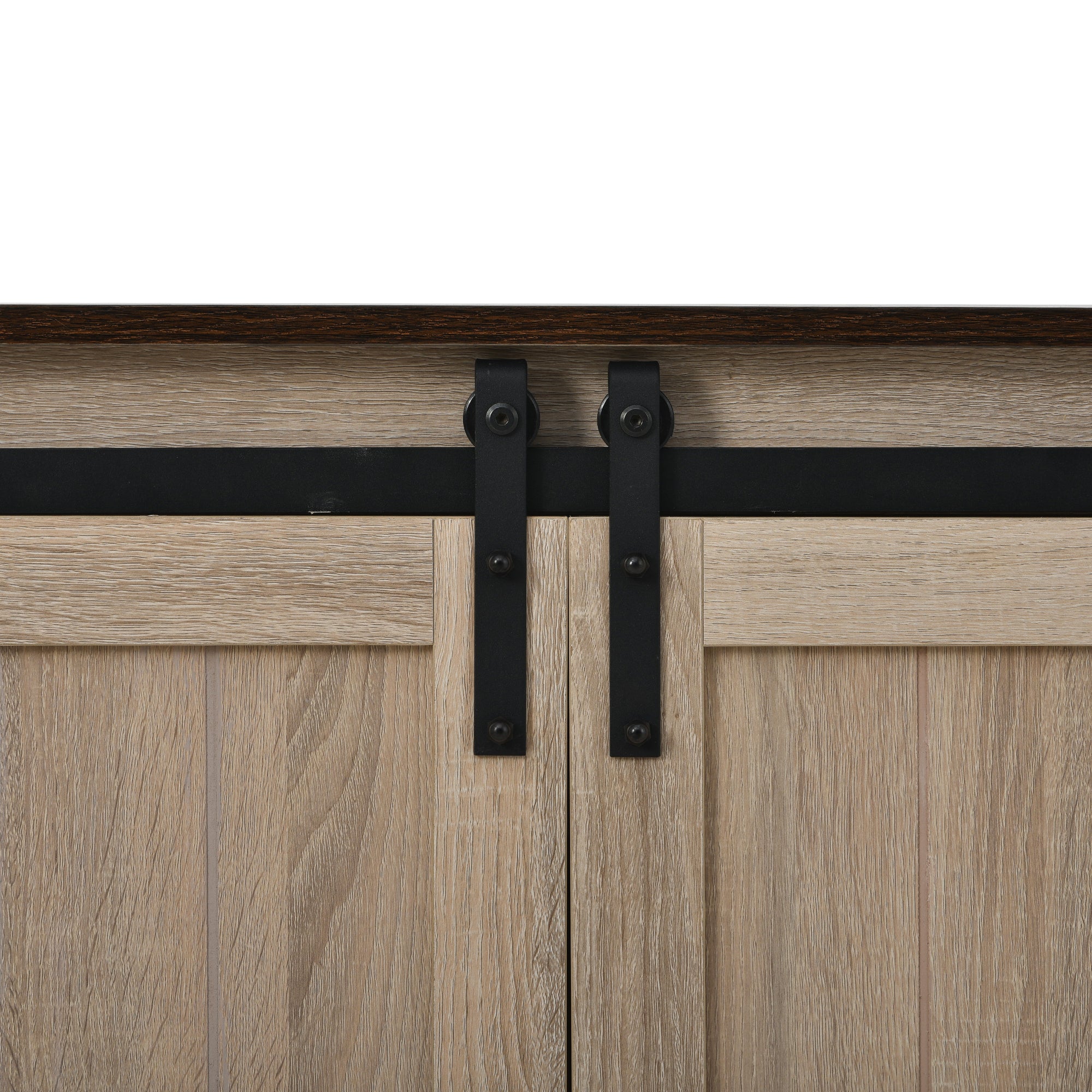 U-Can TV Stand with 2 Adjustable Panels Open Style Cabinet, Sideboard for Living room, Walnut - Atlantic Fine Furniture Inc