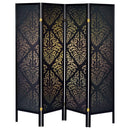 Haidera - 4-Panel Room Divider Folding Screen - Black Damask - Atlantic Fine Furniture Inc