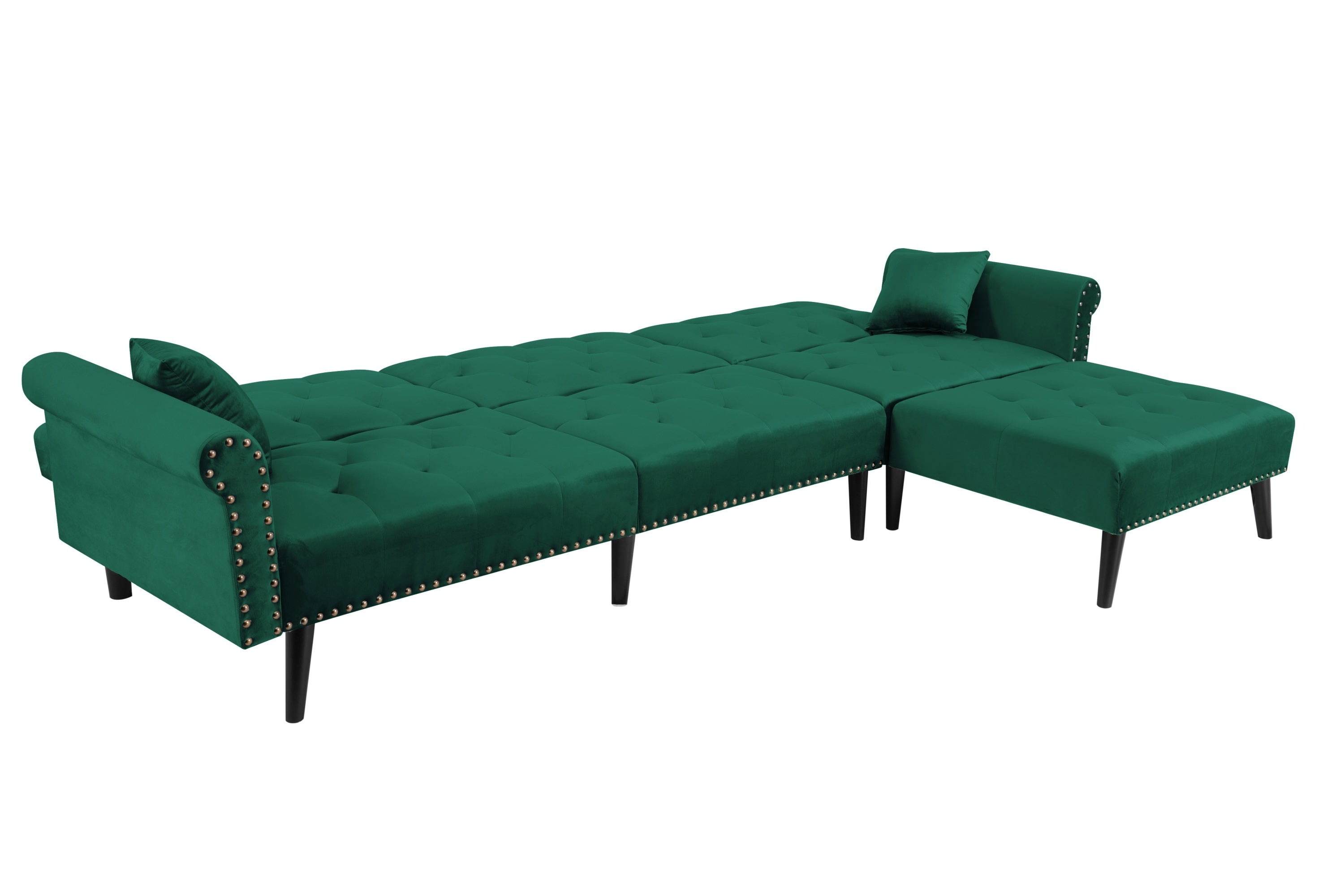 Convertible Sofa bed sleeper Green velvet  (same as W223S01594。Size difference, See Details in page.) - Atlantic Fine Furniture Inc