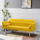 Square arm sleeper sofa Yellow Velvet ***Not available for sale on Walmart*** - Atlantic Fine Furniture Inc