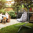 Swing Egg Chair with Stand Indoor Outdoor Wicker Rattan Patio Basket Hanging Chair with C Type bracket , with cushion and pillow,Patio Wicker folding Hanging Chair - Atlantic Fine Furniture Inc
