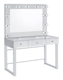 Umbridge - 3-Drawer Vanity Set With Lighting - Chrome And White - Atlantic Fine Furniture Inc
