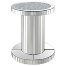 Dorielle - Round Mirrored Acrylic Crystal Side Table - Silver - Atlantic Fine Furniture Inc