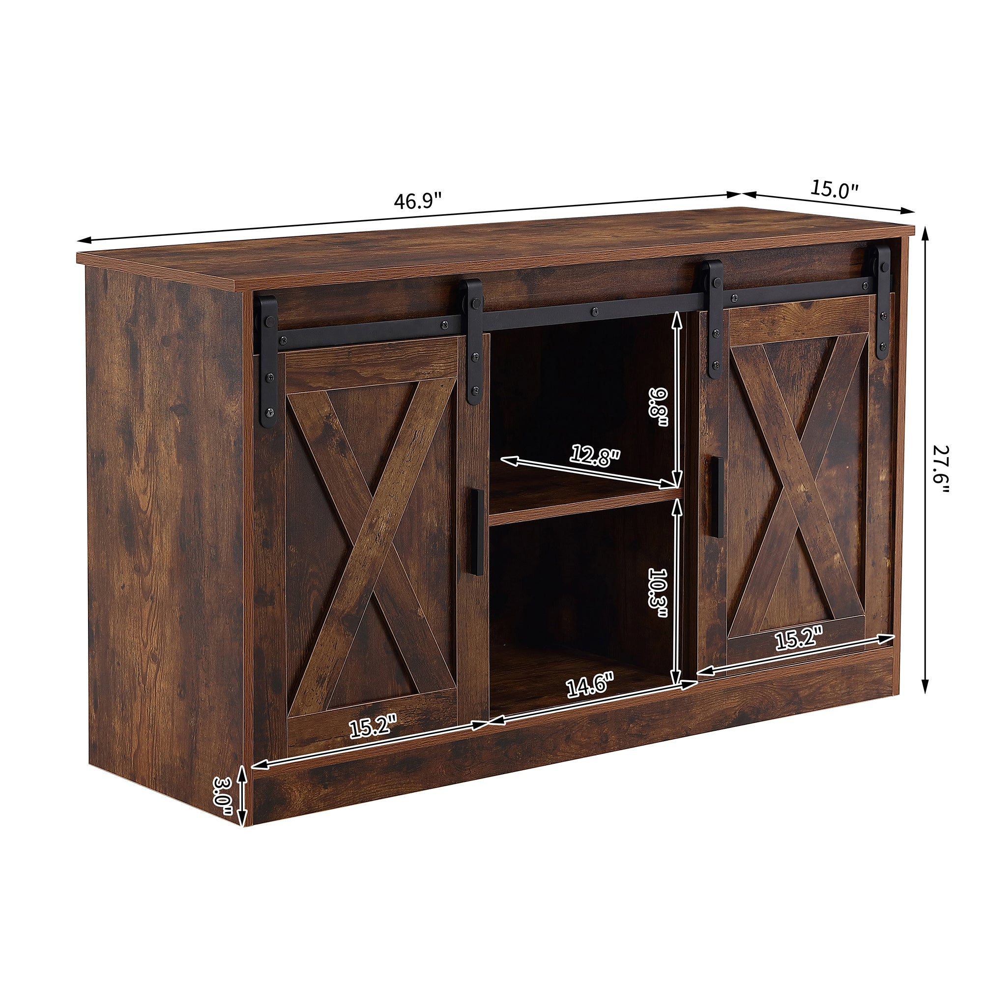 Rustic Brown decorative wooden TV / storage cabinet with two sliding barn doors, available for bedroom, living room,corridor. - Atlantic Fine Furniture Inc