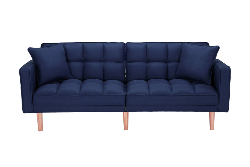 FUTON SLEEPER SOFA WITH 2 PILLOWS NAVY BLUE FABRIC（W223S00030） - Atlantic Fine Furniture Inc