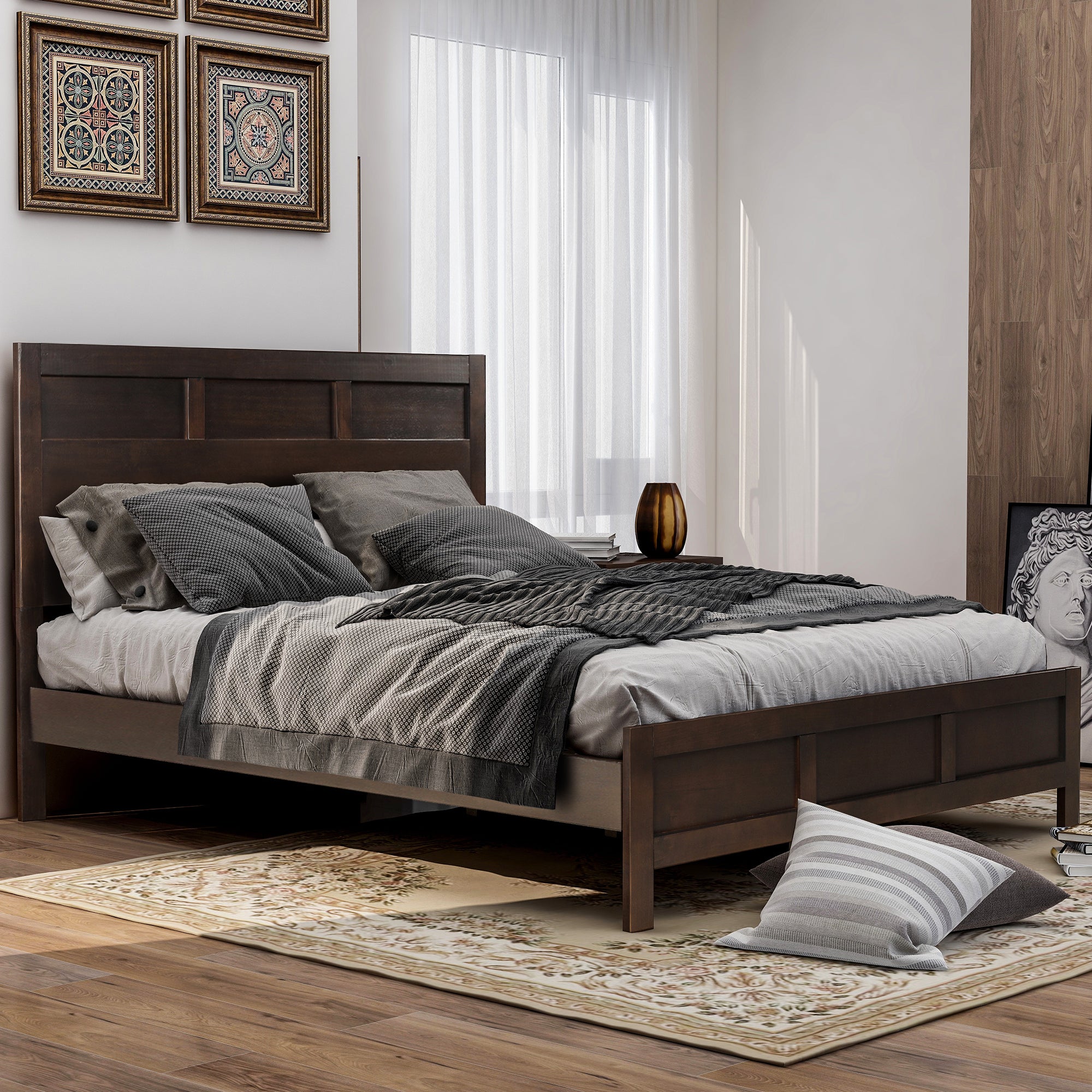 Classic Rich Brown 3 Pieces King Bedroom Set (King Bed + Nightstand+ Dresser) - Atlantic Fine Furniture Inc