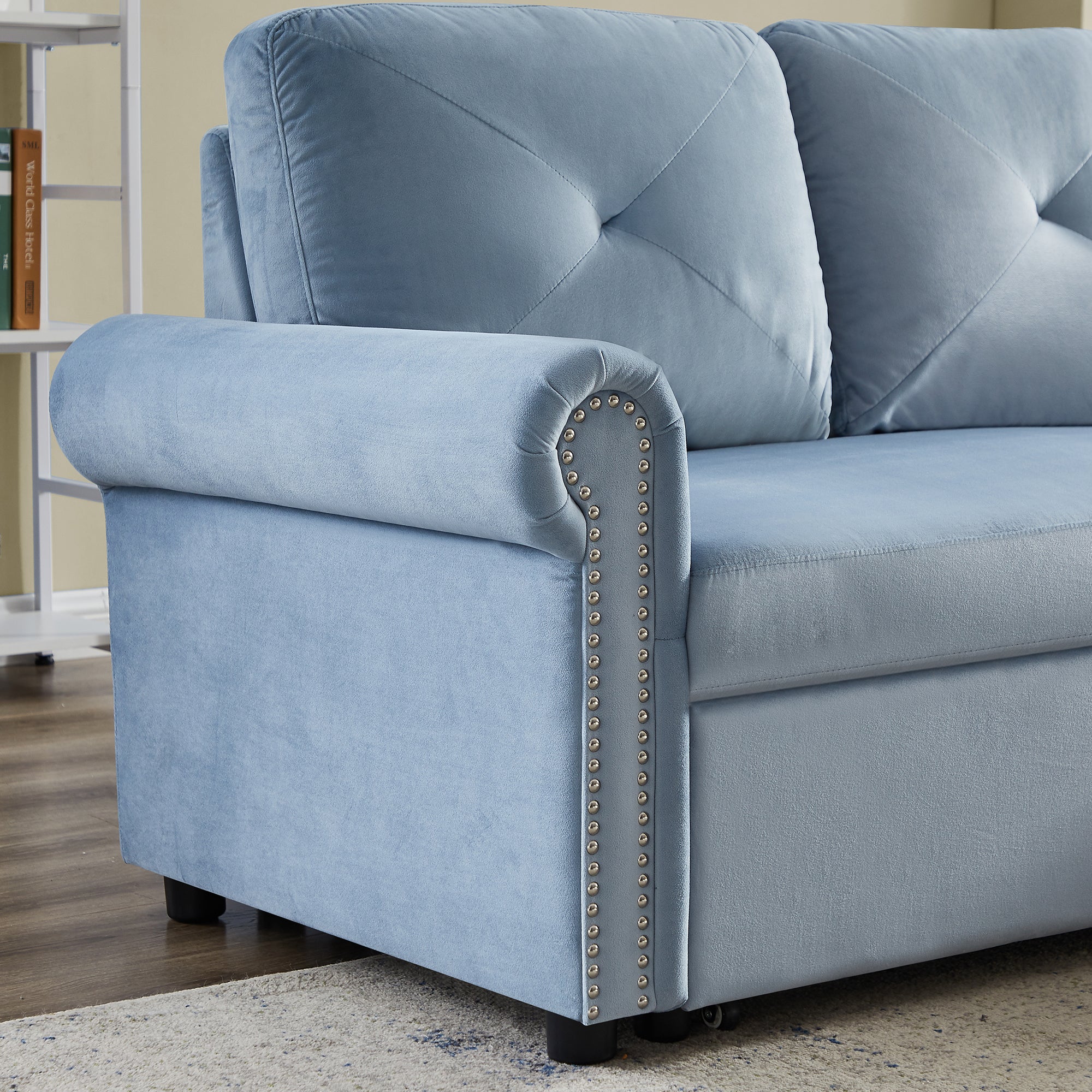 Orisfur. 83" Sleeper Sofa Bed Convertible Sectional Couch, 3-Seater L-Shape Corner Couch with Storage Chaise for Living Room Apartment - Atlantic Fine Furniture Inc