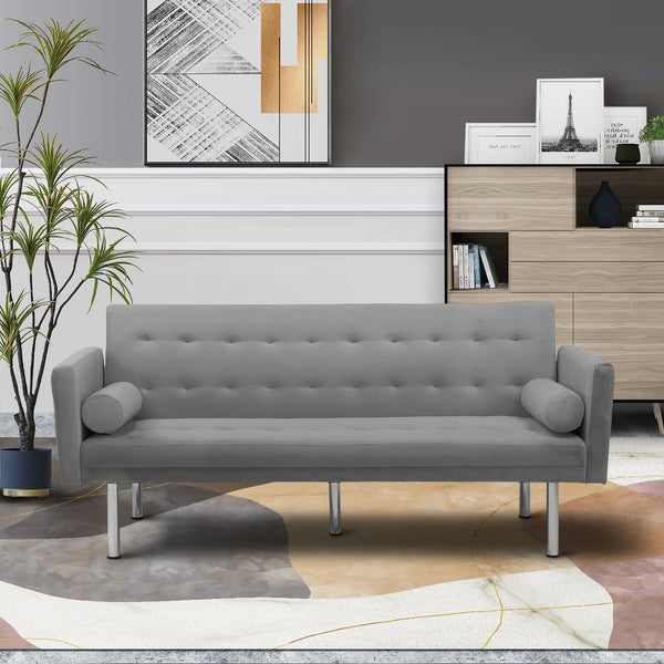 Square arm sleeper sofa Grey VELVET ***Not available for sale on Walmart*** - Atlantic Fine Furniture Inc