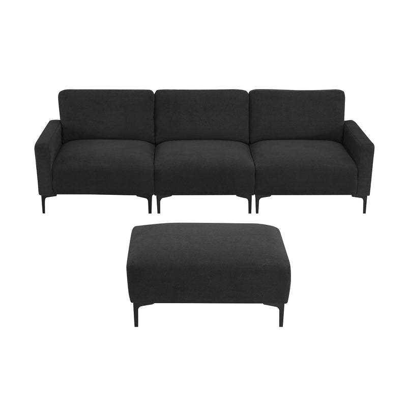 Modern L-Shaped Sectional Sofa, 4 - Seat Velvet Fabric Couch Set With Convertible Ottoman, Freely Combinable Sofa For Living Room, Apartment, Office, Apartment, 2 Colors
