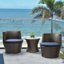 Outdoor Patio Bistro Table Set 3 Piece Rattan Seating Group with Cushions - Atlantic Fine Furniture Inc