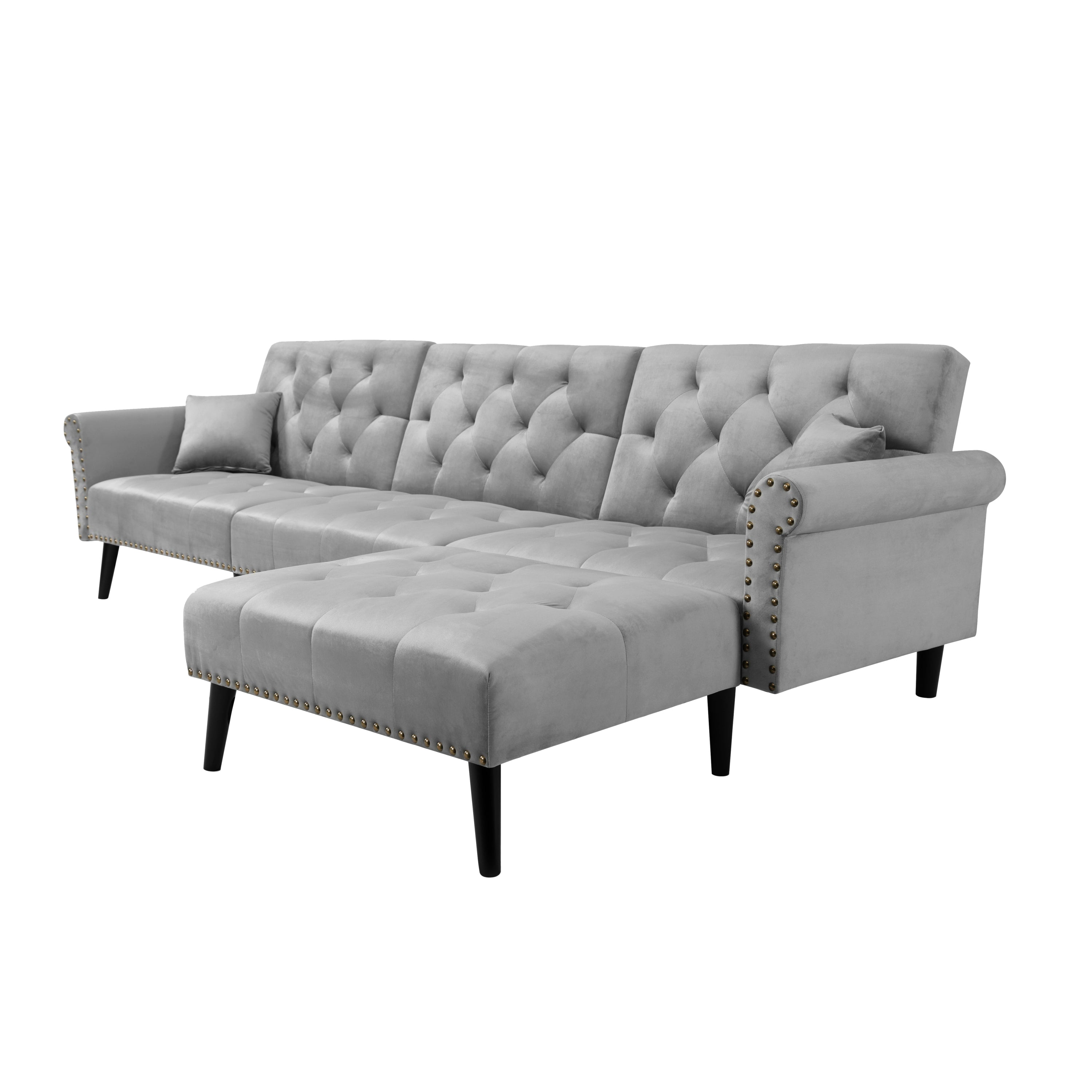 Convertible Sofa bed sleeper Light grey velvet（W223S00002、W223S00456、W223S00708） - Atlantic Fine Furniture Inc