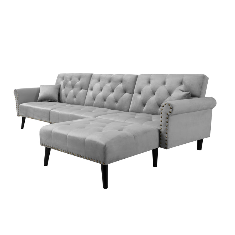 Convertible Sofa bed sleeper Light Grey velvet（W223S00002、W223S00708、W223S00870）